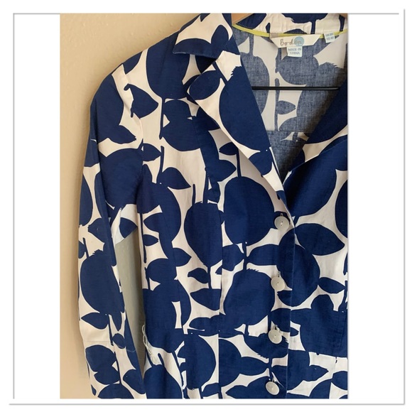 Boden Button Riviera Shirt Dress Blue Off White Size 4 - Picture 7 of 13